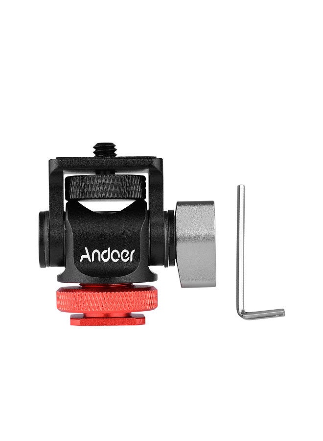 Mini Monitor Mount Tripod Head Cold Shoe Adapter Aluminum Alloy 1/4 Inch Screw for Mounting Camera Monitor Flash Microphone LED Fill Light