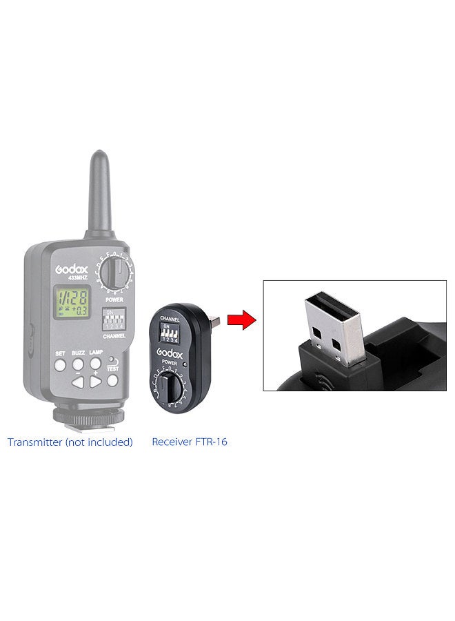 FTR-16 Wireless Control Flash Trigger Receiver with USB Interface for AD180 AD360 Speedlite or Studio Flash QT\QS\GT