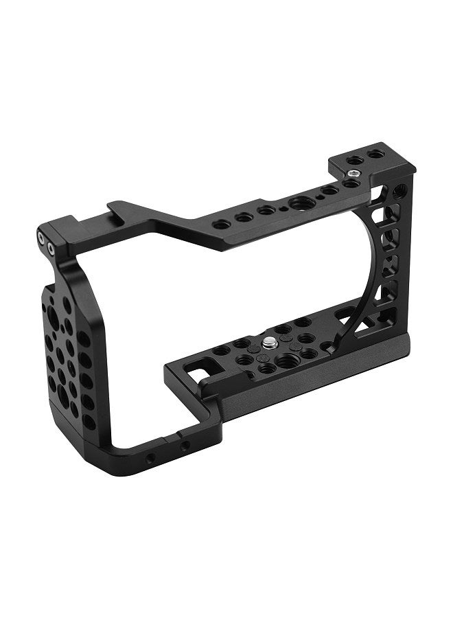 Aluminum Alloy Camera Cage Rig with Cold Shoe Mount ARRI Locating Hole 1/4 3/8 Threaded Holes Replacement for Sony A6000/A6100/A6300/A6400/A6500 Cameras