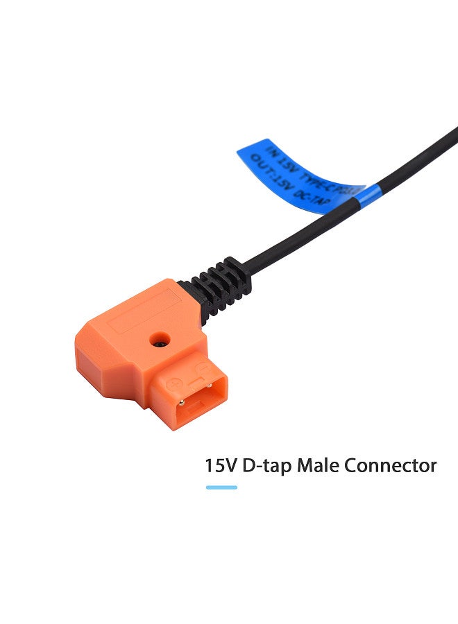 15V PD3.0 USB Type-C Male to 15V D-Tap Male Connector Power Cable for V-mount Battery