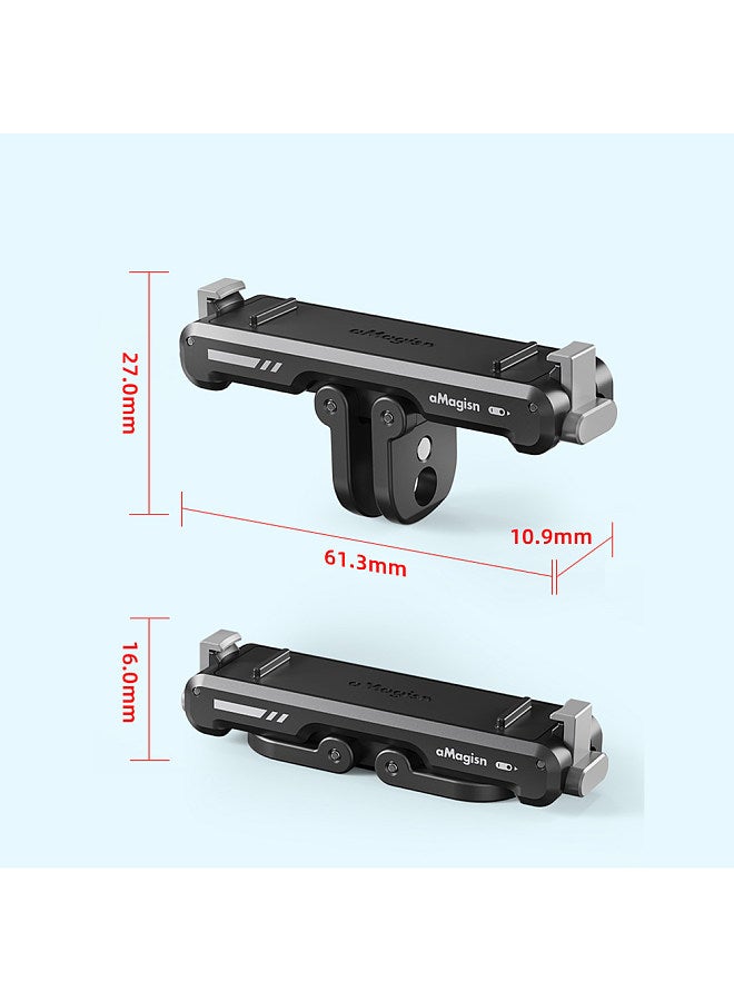 AG11 Magnetic Quick Release Mount Base for Action Camera Aluminum Alloy Camera Mount with Magnetic Plate Universal 1/4in Interface & Sports Camera Adapter Compatible with Insta360 GO3
