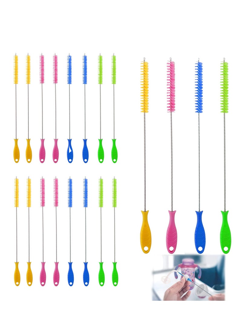 20 Pieces Bottle Brush, 10 Inch Straw Cleaner Straw Brush Pipe Cleaners, 4-Color Nylon Wire, Cleaning Brush Suitable For Baby Bottle Plug Holes Tubes Coffee Machine
