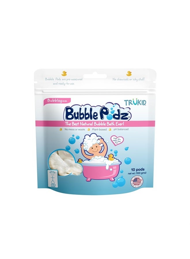 Bubble Podz Bubble Bath for Baby & Kids, Gentle Refreshing Bath Bomb for Sensitive Skin, pH Balance 7 for Eye Sensitivity, Natural Moisturizers and Ingredients, Bubble Gum (10 Podz)