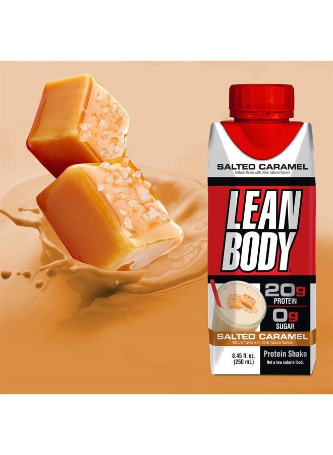 LABRADA NUTRITION - Lean Body RTD Whey Protein Shake, Convenient On-The-Go Meal Replacement Shake for Men & Women, 20 grams of Protein – Zero Sugar, Lactose & Gluten Free, Salted Caramel (Pack of 16)