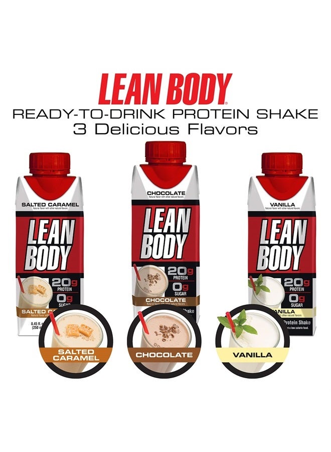 LABRADA NUTRITION - Lean Body RTD Whey Protein Shake, Convenient On-The-Go Meal Replacement Shake for Men & Women, 20 grams of Protein – Zero Sugar, Lactose & Gluten Free, Salted Caramel (Pack of 16)
