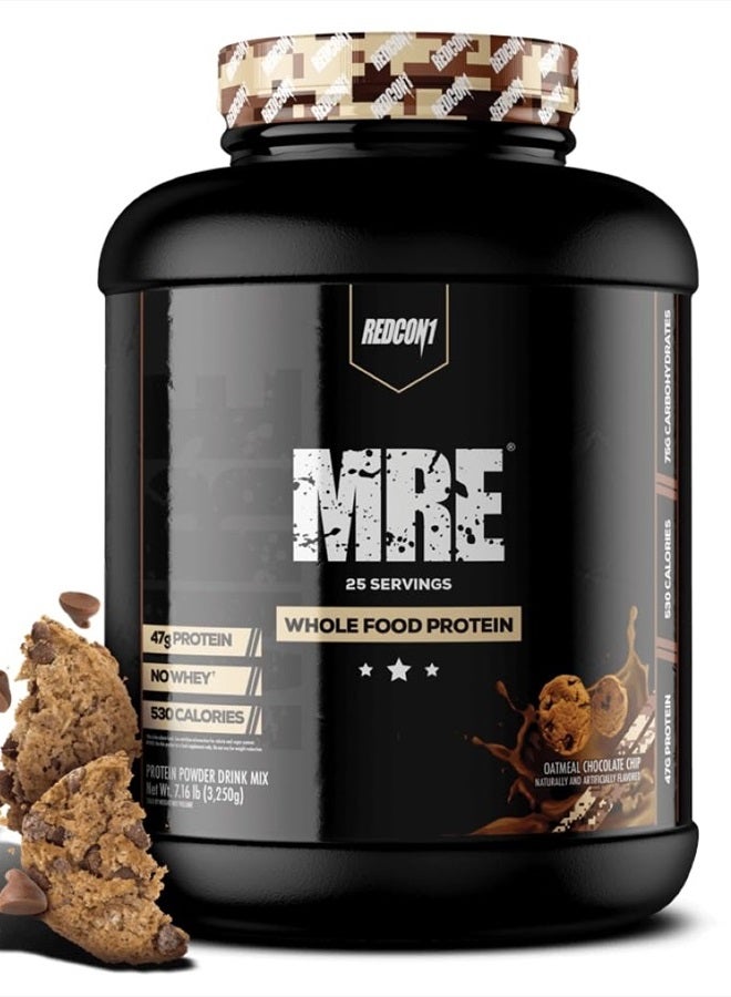 MRE Protein Powder, Oatmeal Chocolate Chip - Meal Replacement Protein Blend Made with MCT Oil & Whole Foods - Protein with Natural Ingredients to Aid in Muscle Recovery (25 Servings)