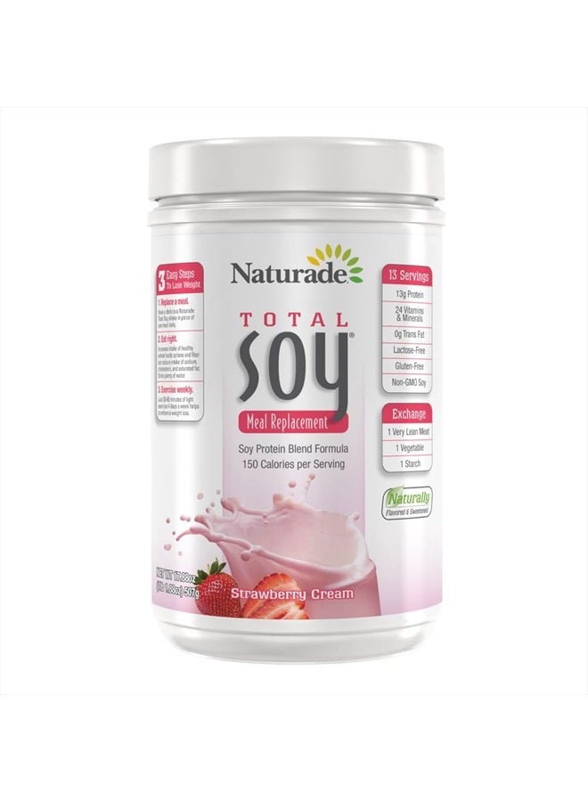 Total Soy Protein Powder - 13g Protein & 150 Calories per Servings- Non-GMO Soy - 0g Trans Fat - Lactose & Gluten Free - Strawberry Creme (13 Servings)
