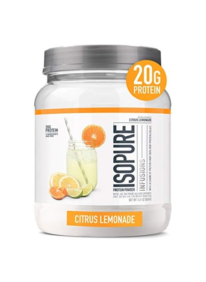Protein Powder, Clear Whey Isolate Protein, Post Workout Recovery Drink Mix, Gluten Free with Zero Added Sugar, Infusions- Citrus Lemonade, 16 Servings, 0.88 pounds