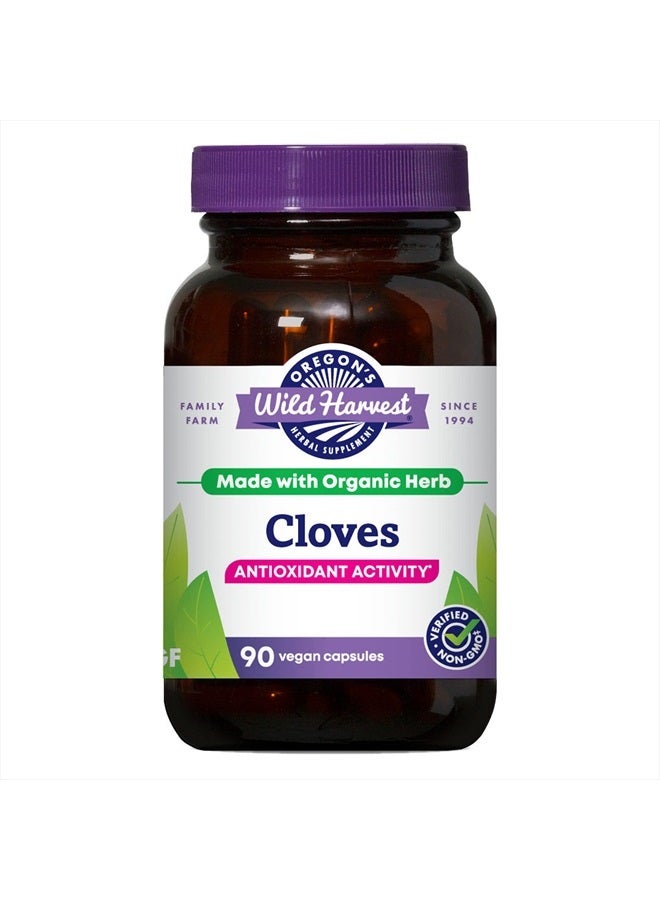 Cloves Organic Traditional Herbal Supplement Non-GMO pullulan (Plant sourced) Vegan Capsules 90 Count