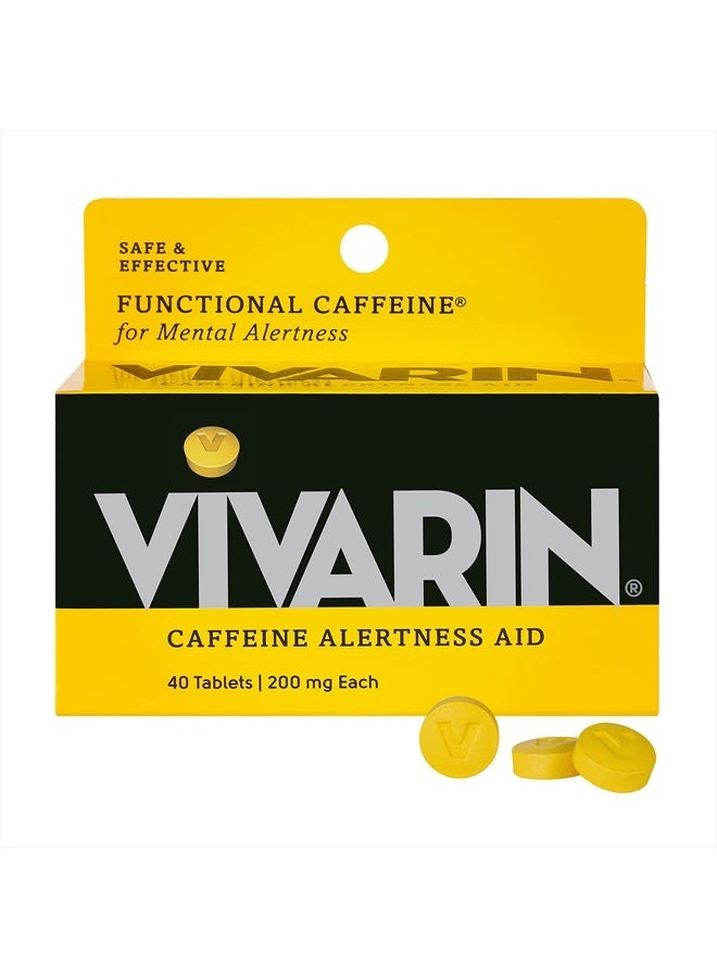 , Caffeine Pills, 200mg Caffeine per Dose, Safely and Effectively Helps You Stay Awake, No Sugar, Calories or Hidden Ingredients, Energy Supplement, 40 Tablets