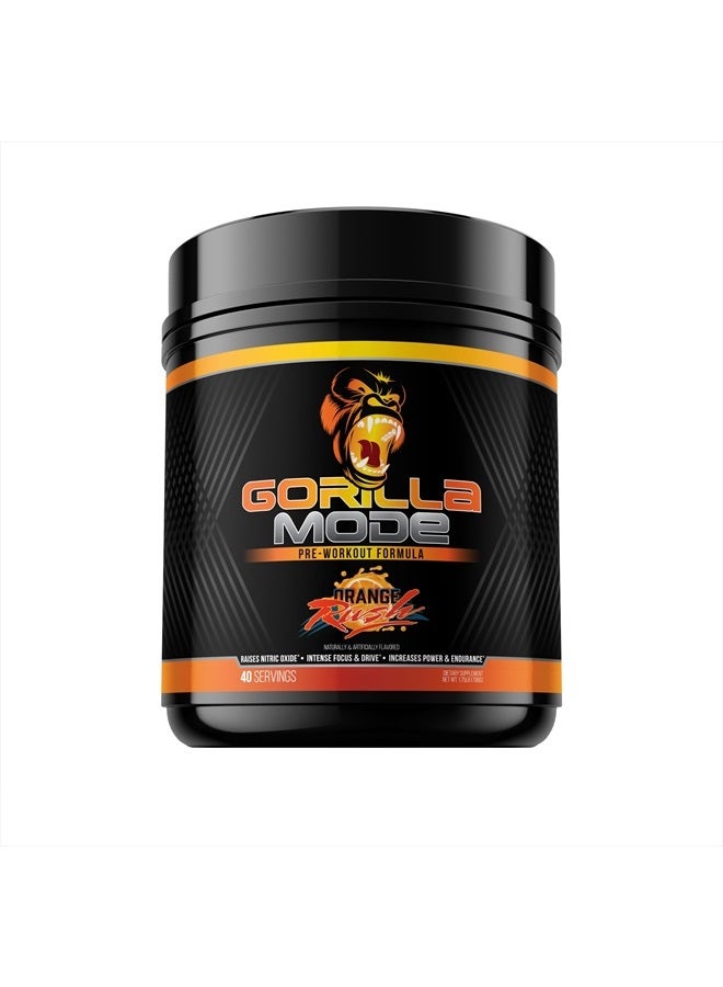 Gorilla Mode Pre Workout - Massive Pumps · Laser Focus · Energy · Power - L-Citrulline, Creatine, L-Tyrosine, Betaine, Hydroprime®, Alpha-GPC, 400mg Caffeine, Huperzine A - 796g (Orange Rush)