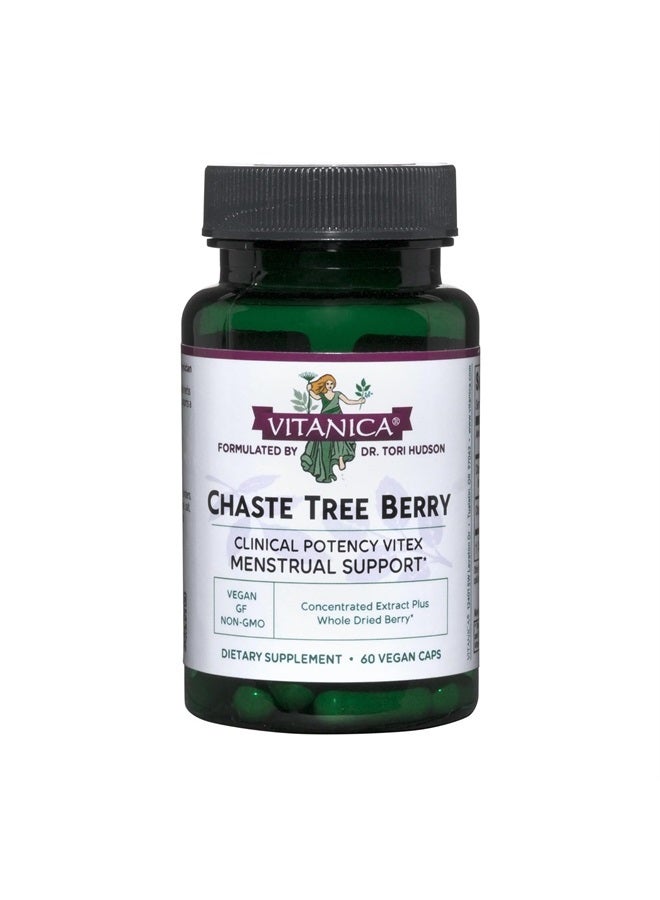Chaste Tree Berry Extract, Vitex Chasteberry Supplement for Women, Hormone Balance and Menstrual Cycle Support, Non-GMO, Vegan, 2 Month Supply, 60 Capsules