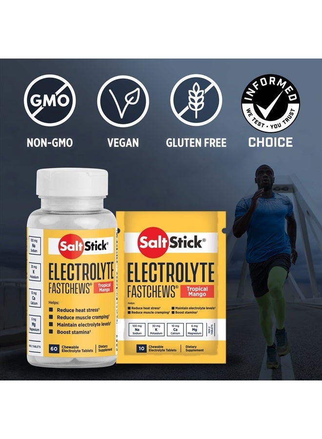 Electrolyte FastChews - 60 Tropical Mango Chewable Electrolyte Tablets - Salt Tablets for Runners, Sports Nutrition, Electrolyte Chews - 60 Count Bottle