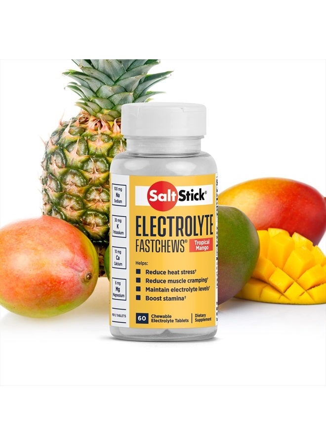 Electrolyte FastChews - 60 Tropical Mango Chewable Electrolyte Tablets - Salt Tablets for Runners, Sports Nutrition, Electrolyte Chews - 60 Count Bottle