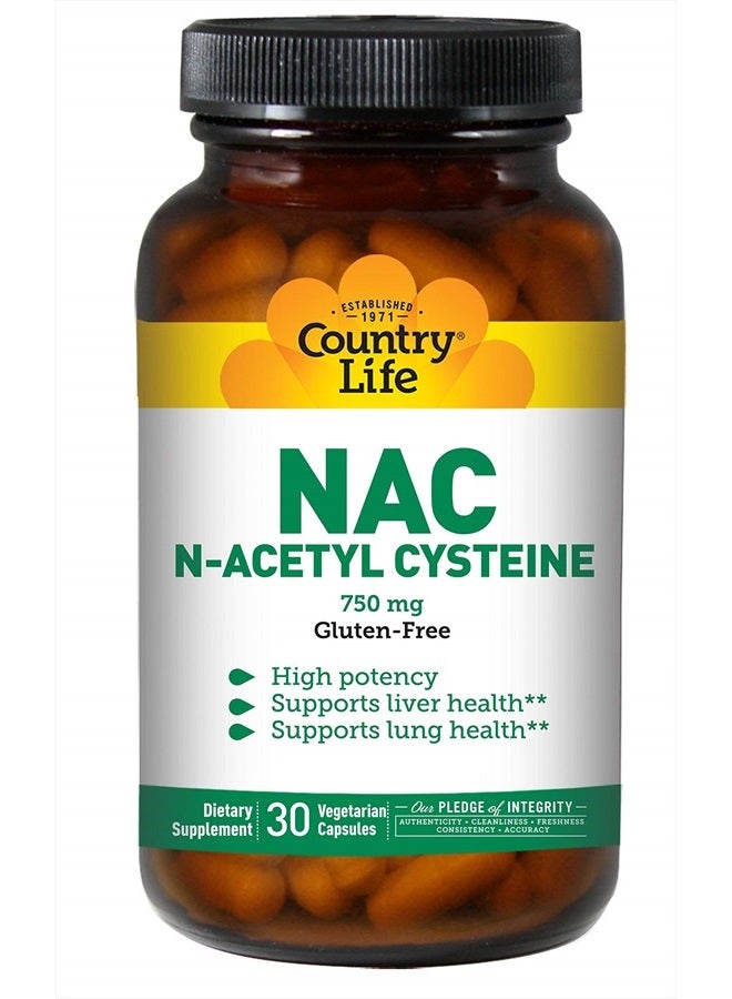 NAC (N-Acetyl Cysteine) Liver Antioxidant - 30 Vegetarian Capsules