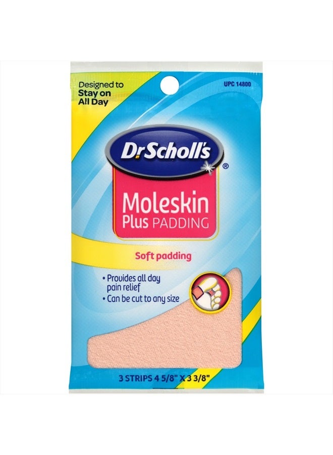 Moleskin Plus 4 5/8-Inch X 3 3/8 Inch Padding, 3 Count Package