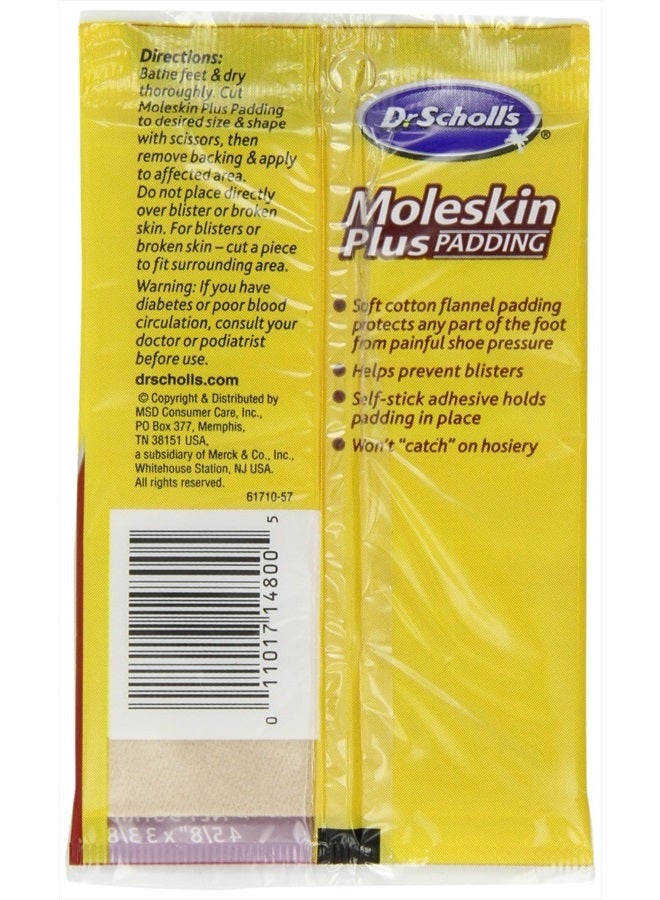 Moleskin Plus 4 5/8-Inch X 3 3/8 Inch Padding, 3 Count Package