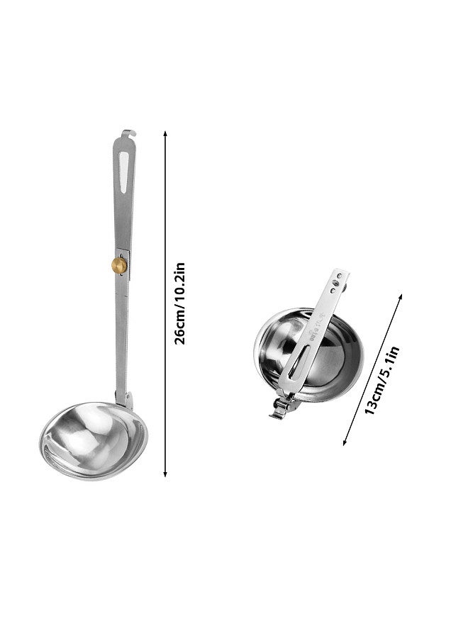 Foldable Soup Spoon Portable Stainless Steel Camping Soup Spoon for Outdoor Cooking Traveling