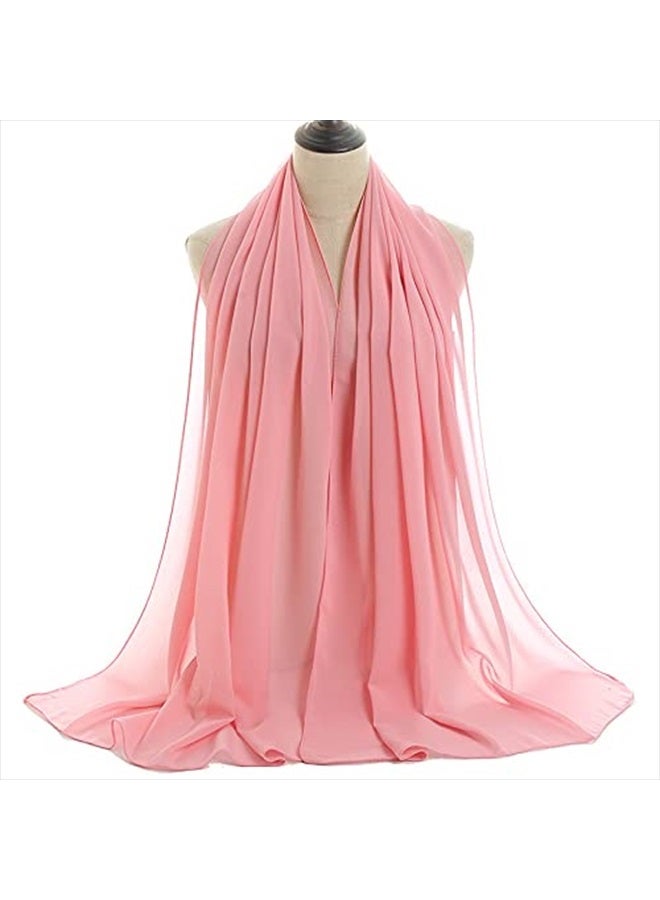 for Women Lightweight Breathable Solid Color Soft Chiffon Long Fashion Scarves Sunscreen Shawls (Peach pink)