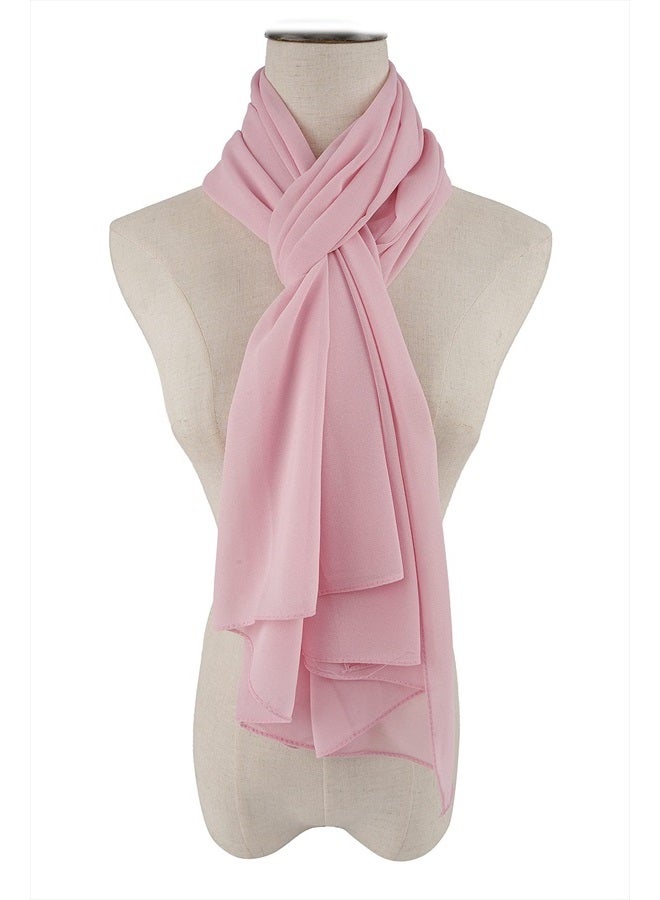 for Women Lightweight Breathable Solid Color Soft Chiffon Long Fashion Scarves Sunscreen Shawls (Peach pink)