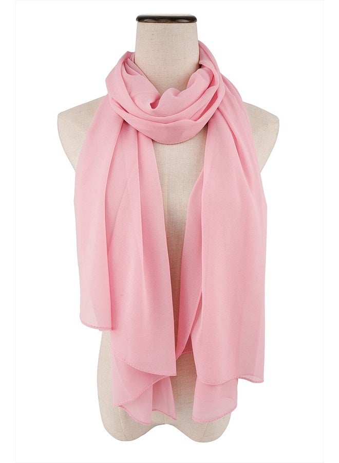 for Women Lightweight Breathable Solid Color Soft Chiffon Long Fashion Scarves Sunscreen Shawls (Peach pink)