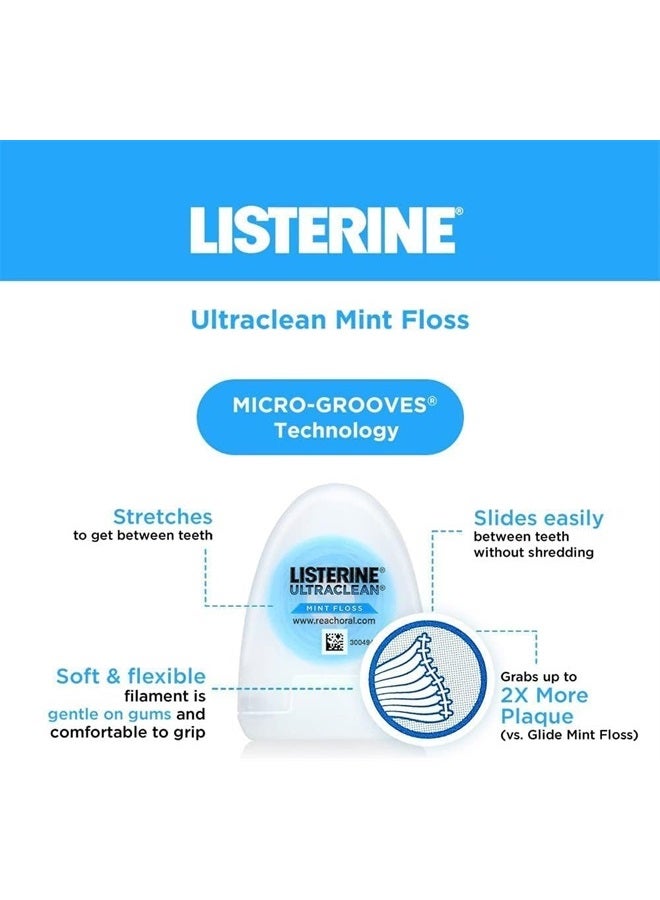 Listerene Ultra Clean Flo Size 30yar Listerene Ultra Clean Floss 30yard(pack of 8)