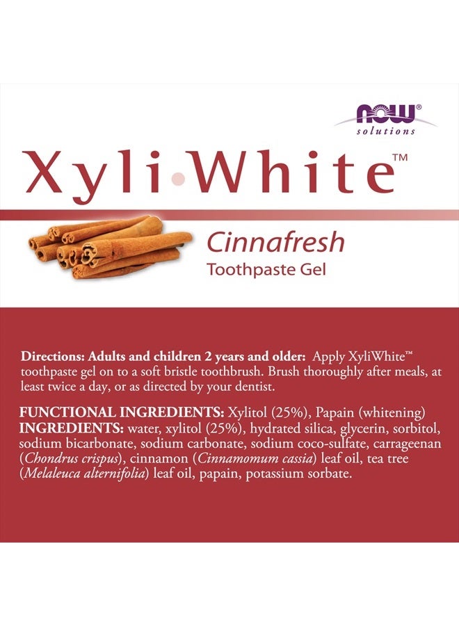 Solutions, Xyliwhite™ Toothpaste Gel, Cinnafresh, Cleanses and Whitens, Clean and Fresh Cinnamon Taste, 6.4-Ounce
