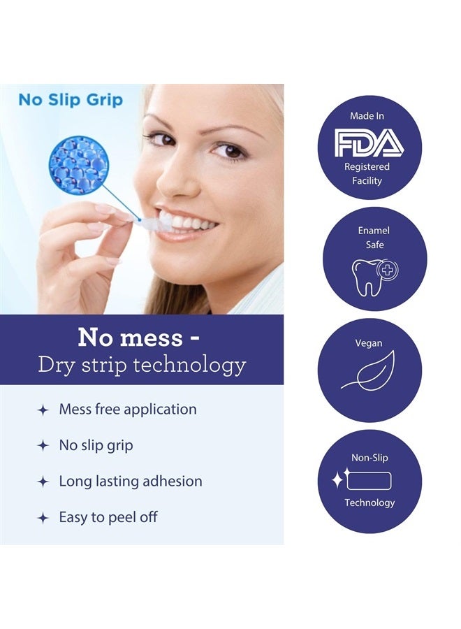 Teeth Whitening Strips (7 Treatments) - Professional, Non-Slip, Dry Strip Technology, Enamel-Safe Strips for Sensitive Teeth, Whiter Teeth