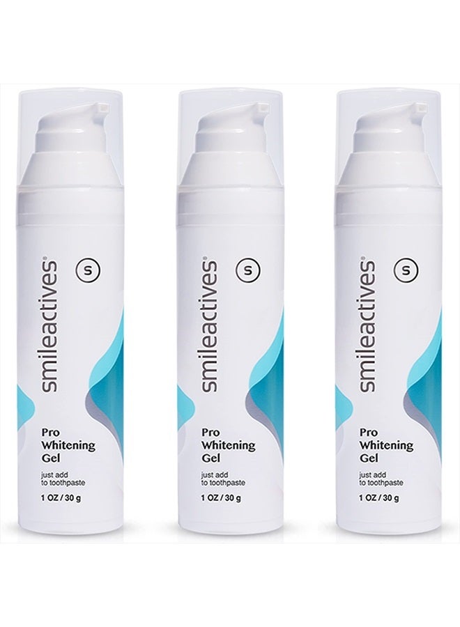 Smileactives Teeth Whitening Gel - 1oz (Pack of 3) - Features Clinical-Grade Hydrogen Peroxide for Long Lasting White Teeth - Simply add to Toothpaste to Permanently Remove Coffee Stains & More!