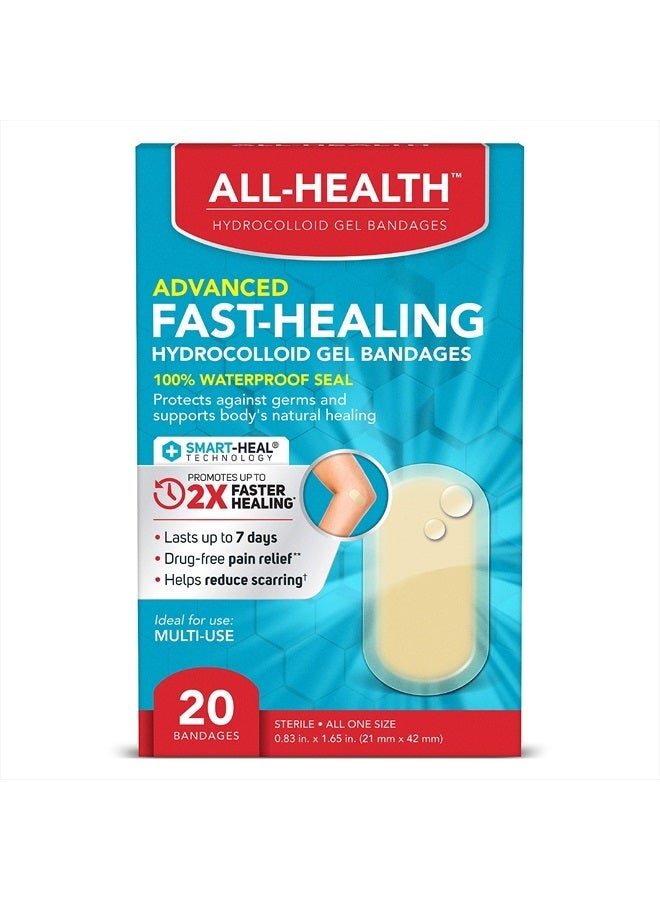 Advanced Fast Healing Hydrocolloid Gel Bandages, Regular 20 ct | 2X Faster Healing for First Aid Blisters or Wound Care, 20 Count