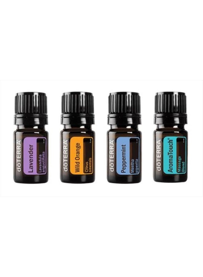 AromaTouch Travel Kit - Includes 5ml Bottles of Lavender, Wild Orange, Peppermint, and AromaTouch Massage Blend