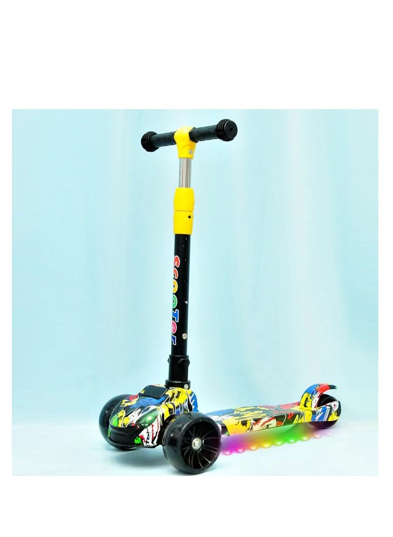 Kick Scooter for Kids, 3 Wheels Toddlers Scooter for 6 Years Old Boys Girls Learn to Steer - Kids Scooter with Adjustable Height, Extra-Wide Deck, Flashing Wheel Lights.