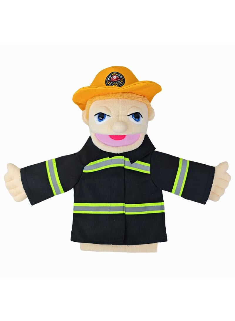1 Pcs Firemen Occupation Professional Figurine Role Playing Parent-Child Interaction Toy Family Companionship Plush Doll Figurine Toy Hand Puppet