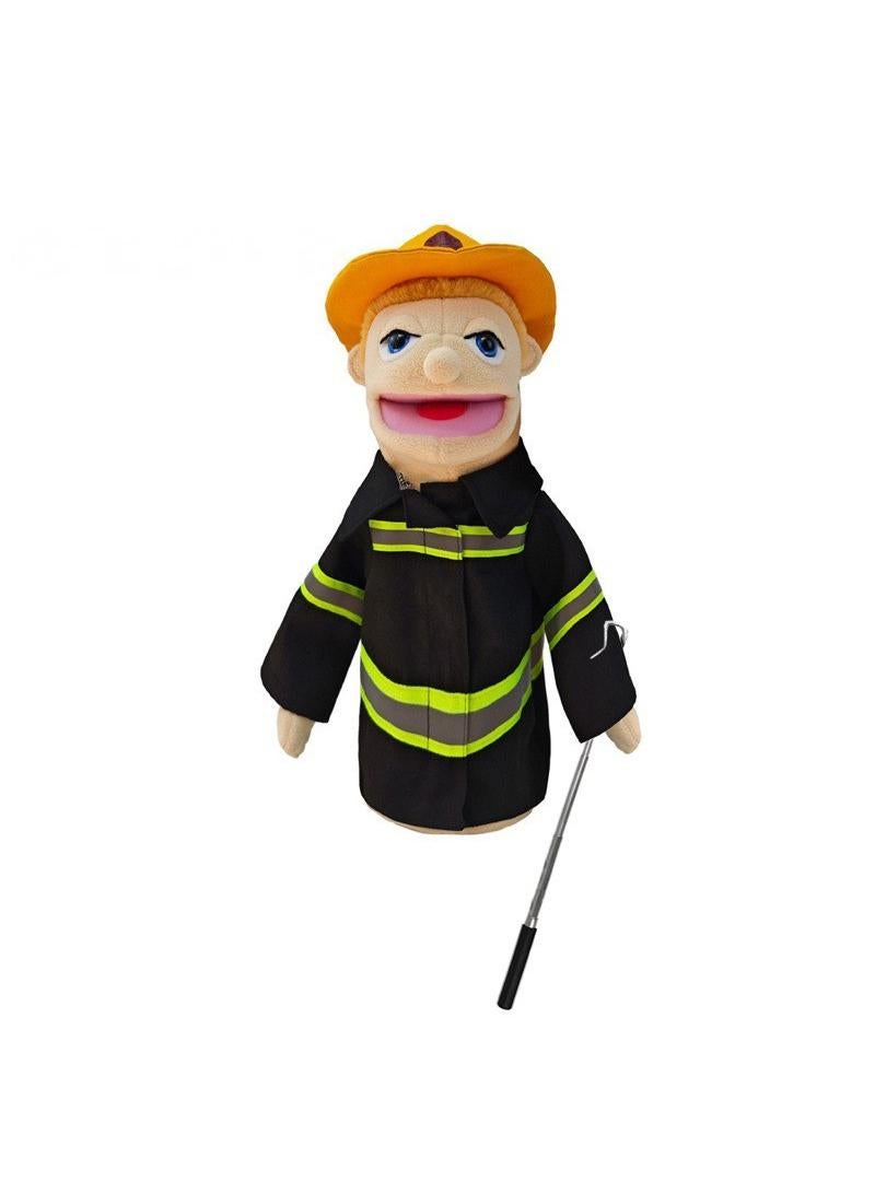 1 Pcs Firemen Occupation Professional Figurine Role Playing Parent-Child Interaction Toy Family Companionship Plush Doll Figurine Toy Hand Puppet With Control Lever