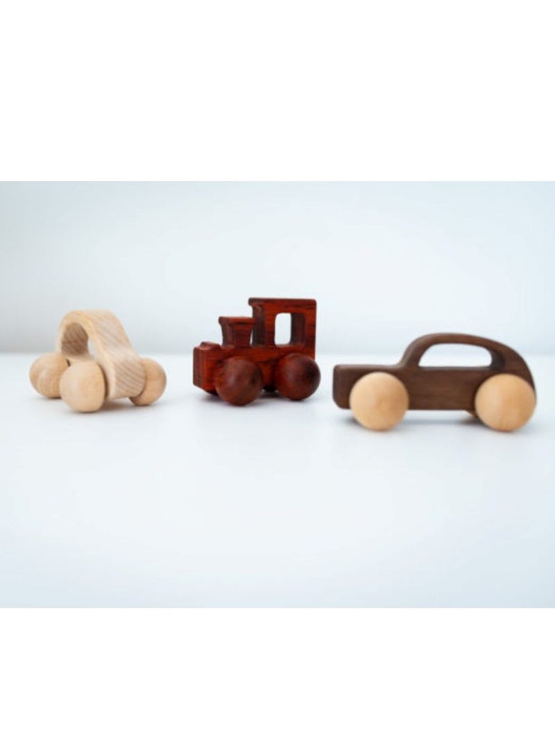 A car with passengers, Wooden car, Baby toy, Wood toy