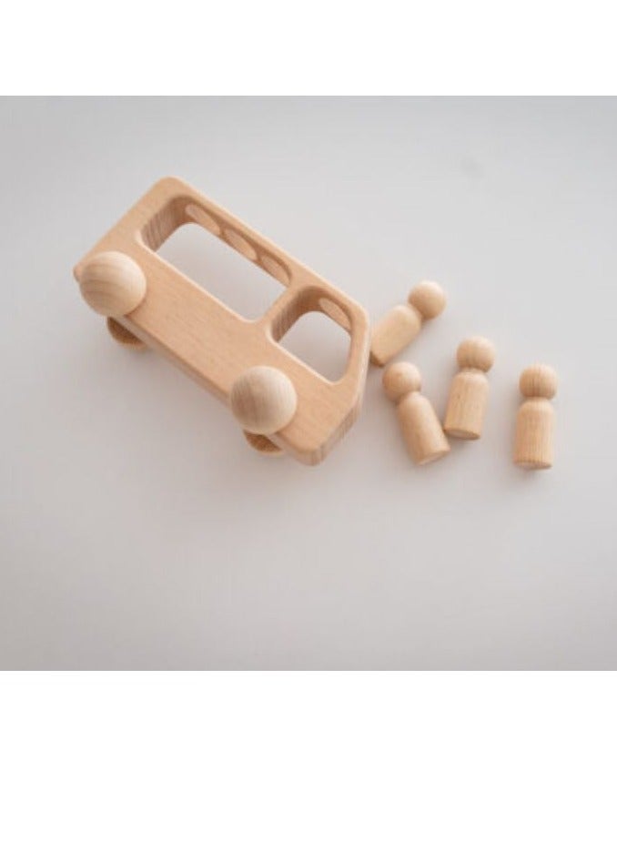 A bus with passengers, Wooden bus,Wooden car, Baby toy, Wood toy