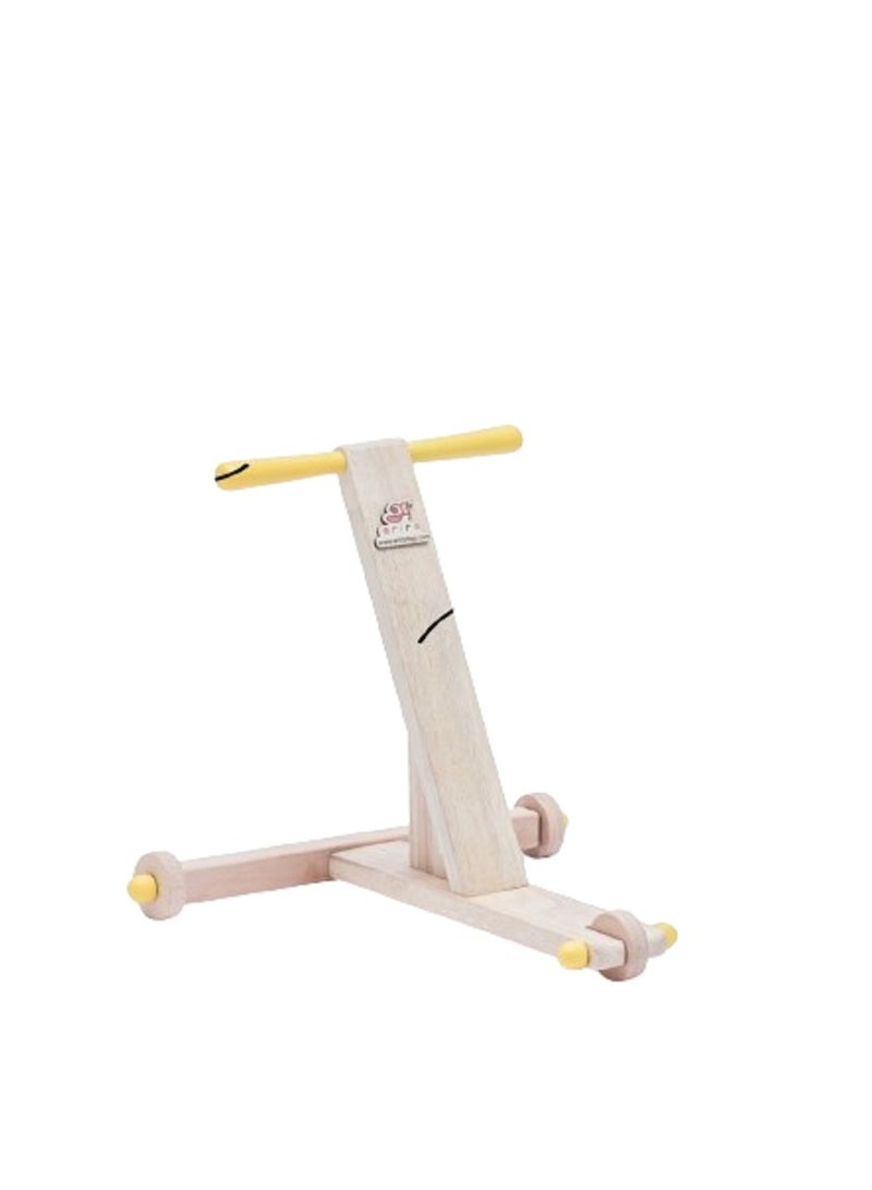 Traditional Wooden Push Wagon Stroller Wooden Baby Push Walker, Baby Learning Walking Toys-Yellow
