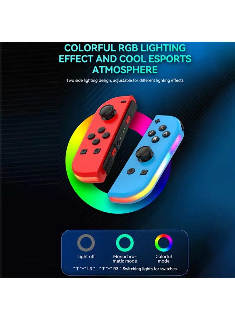 Wireless Controller for Nintendo Switch, L/R Controllers Replacement Compatible with Nintendo Switch/Lite/OLED, Joystick  with Wake-up/Screenshot/Dual Vibration/Motion Control Function With RGB light