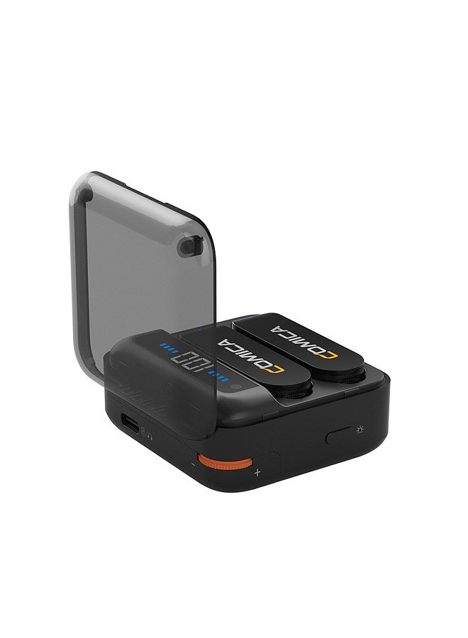 Vimo S-UC Wireless Microphone System with 1 Receiver & 2 Microphones 200M Transmission Range Built-in Battery with Charging Case Replacement for Android Phones Live Streaming Interview Vlog
