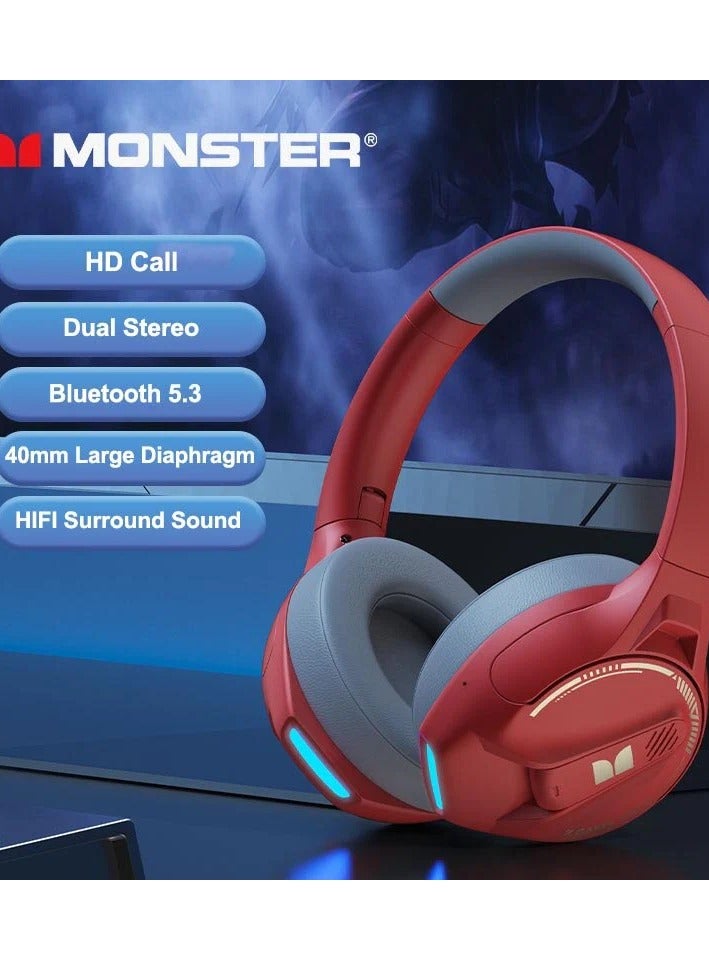 MONSTER Storm XKH03 Wireless Bluetooth V5.3 Headset - Red