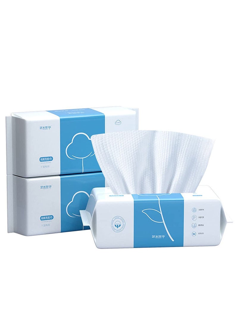 Face Towel, Disposable Wet and Dry Cotton Facial Tissues, Unscented Baby Dry Wipes, Thick Cotton Face Wipes For Washing Face, Travel, Baby Care, Makeup Remover 300Count