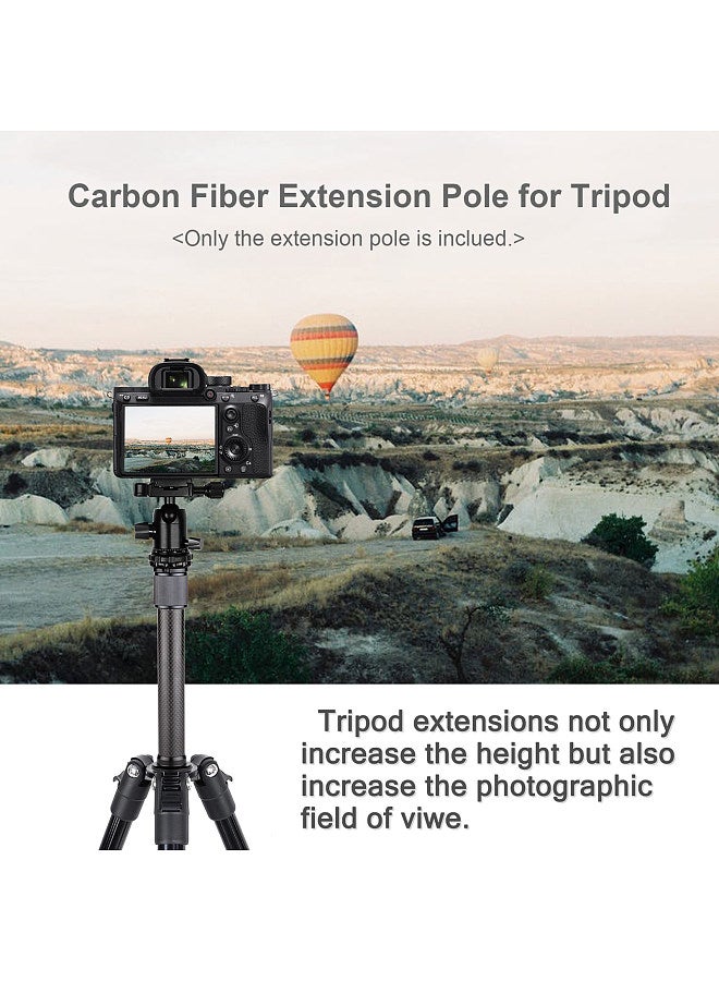 Universal Carbon Fiber Tripod Extension Pole 2-section Extendable Rod Max. Height 32cm/12.6in with 1/4 Inch Screw for Tripod Monopod