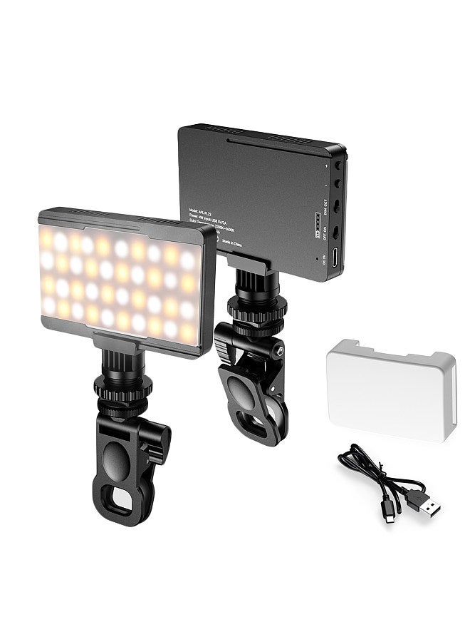 Mini Photography Lamp Dimmable LED Light Portable Vlog Light with Tri-color Light Modes 40 LED Beads 2700K-6500K Color Temperature with Phone Clip Cold Shoe Mount