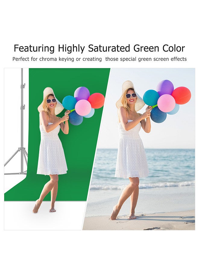 3 * 3m / 10 * 10ft Professional Green Screen Backdrop Studio Photography Background Washable Durable Polyester-Cotton Fabric Seamless One-Piece Design for Portrait Product Shooting