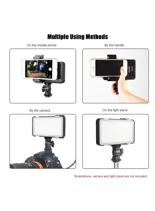LEDM150 Mini LED Video Light 5600K Dimmable Photography Fill-in Light CRI 95+ with Adjustable Phone Mounting Bracket for DSLR Camera Camcorder 5.5-8.5cm Width Mobile Phones