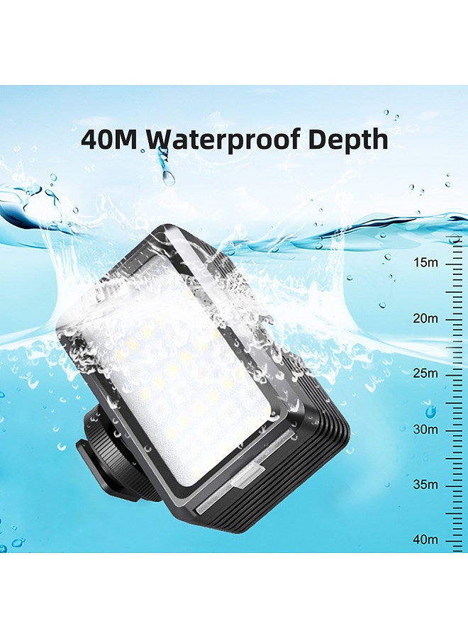 Waterproof Fill Light LED Diving Light 2700K-9000K Bi-color Temperature Mini LED Video Light Underwater 40M Built-in Battery for Underwater Photography Video