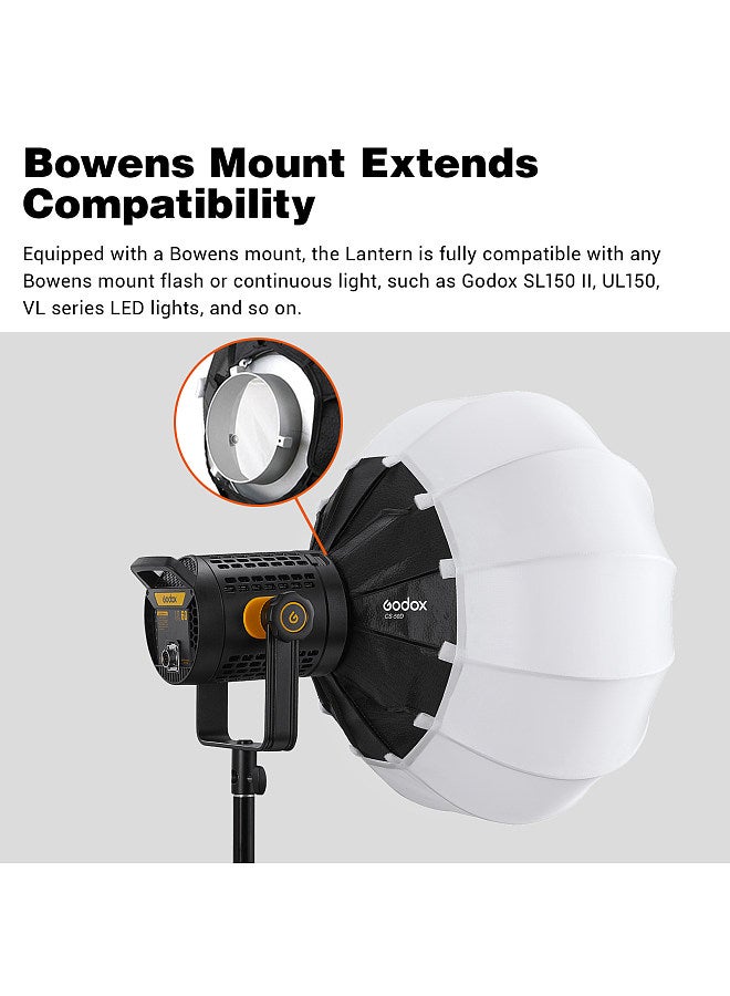 CS-50D 50cm/20in Diameter Collapsible Lantern Softbox Photography Soft Box with Bowens Mount Quick Installation for Video Recording Live Streaming Film Making Product Portrait Photography