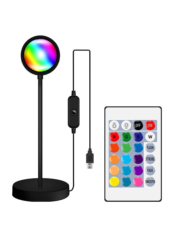 RGB Sunset Atmospheres Lamp 360° Adjustable Sunset Projection Light USB Romantic LEDs Night Light with Remote Controller for Selfie/Living Room/Theme Party Bedroom Decoration