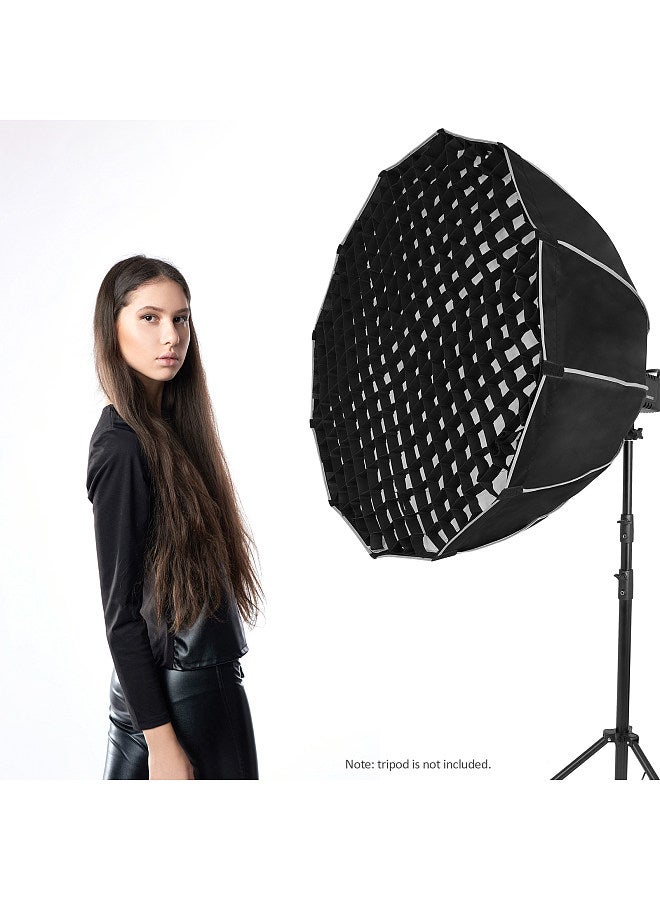90cm/ 35.4in Quick Release Parabolic Softbox Foldable Softbox with Bowen Mount Honeycomb Grid for Photography Studio Photography Portrait Live Stream