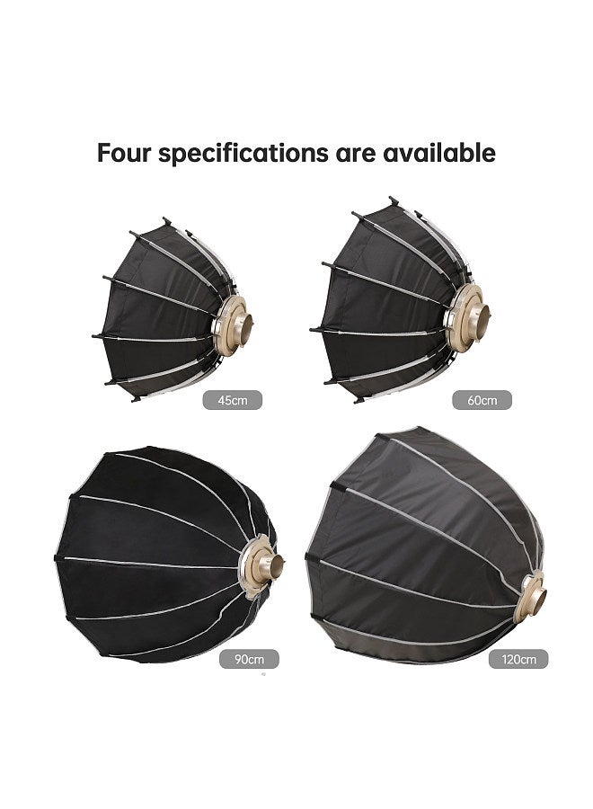 90cm/ 35.4in Quick Release Parabolic Softbox Foldable Softbox with Bowen Mount Honeycomb Grid for Photography Studio Photography Portrait Live Stream